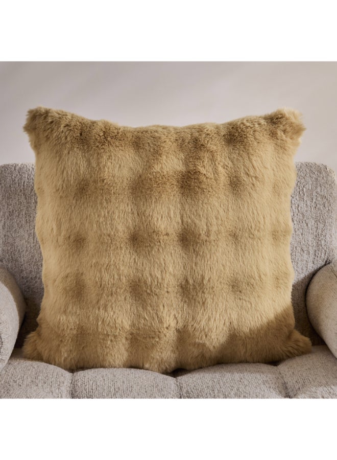 Home Box Faux Fur Filled Cushion - Bubble Design - Beige - Image 1